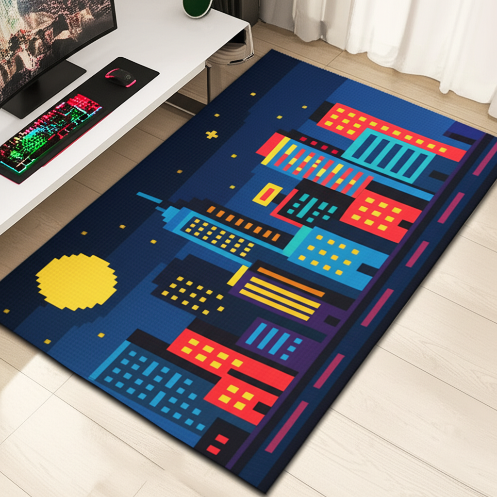 Pixel Cityscape Rug