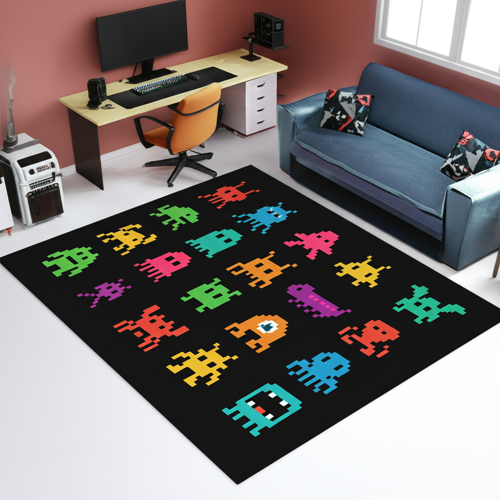 Retro Gaming Characters Rug